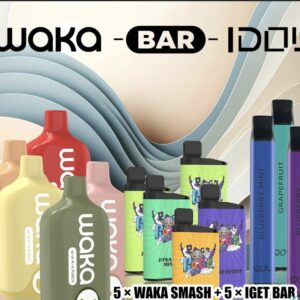 5 × WAKA SMASH + 5 × IGET BAR (PICK YOUR OWN FLAVOURS) + 3 × IDOL 600