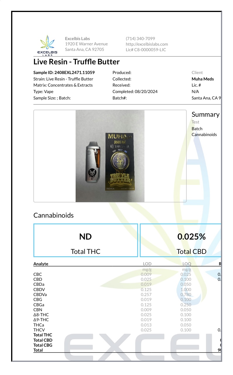 Truffle Butter Muha Meds Live Resin THCP+HHCP+HHC Vape 3500MG - Image 2